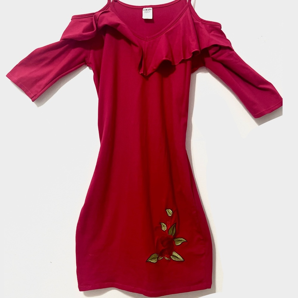 Red hot spice dress with rose